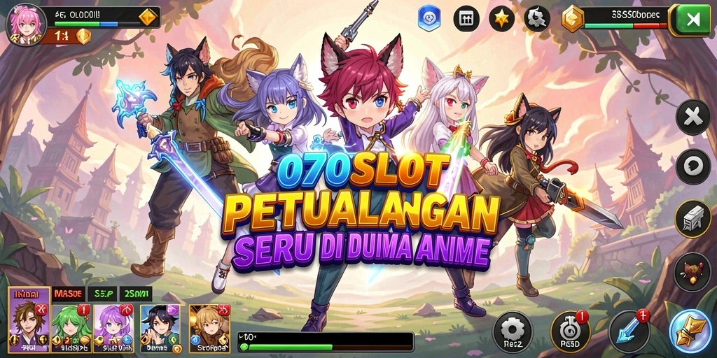 Tampilan gameplay 070SLOT dengan karakter anime yang cerah dan grafis menarik.