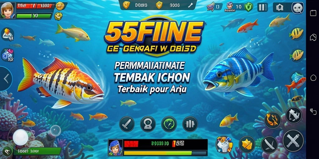 Gameplay seru dalam 55FIVE yang menembak ikan.