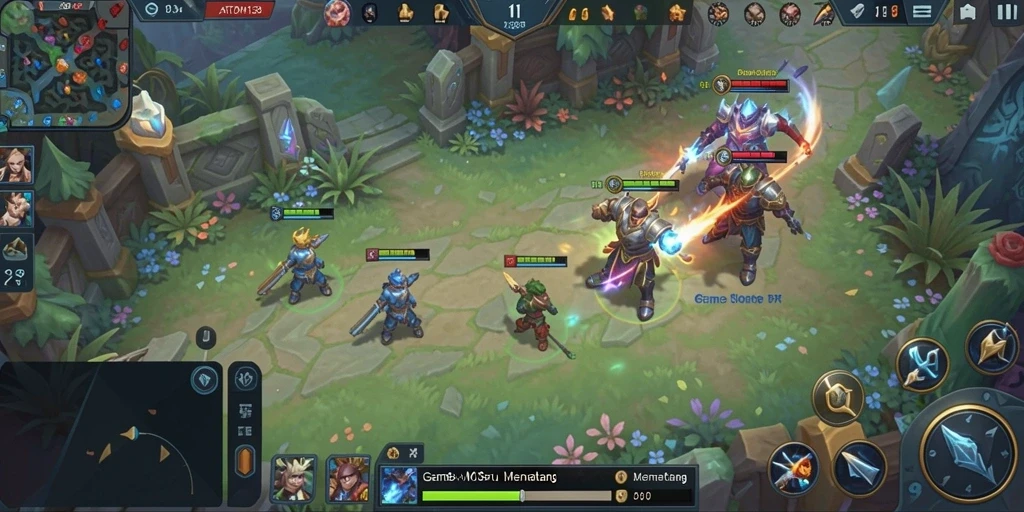 Tampilan aksi seru dalam permainan MOBA ATOM138.