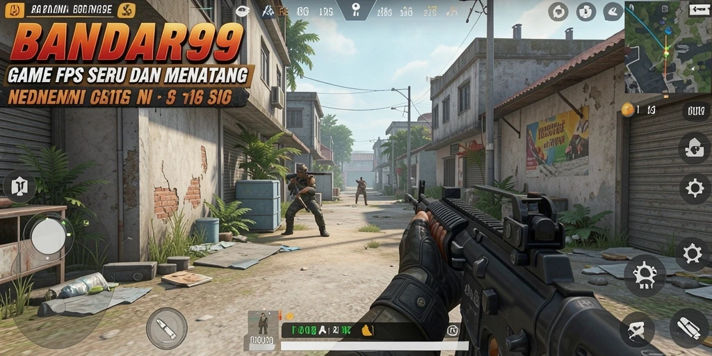 Screenshot BANDAR99 menampilkan gameplay FPS yang intens.