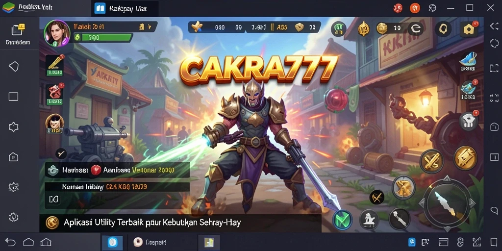 Tampilan utama aplikasi CAKRA777 dengan berbagai fitur utility.