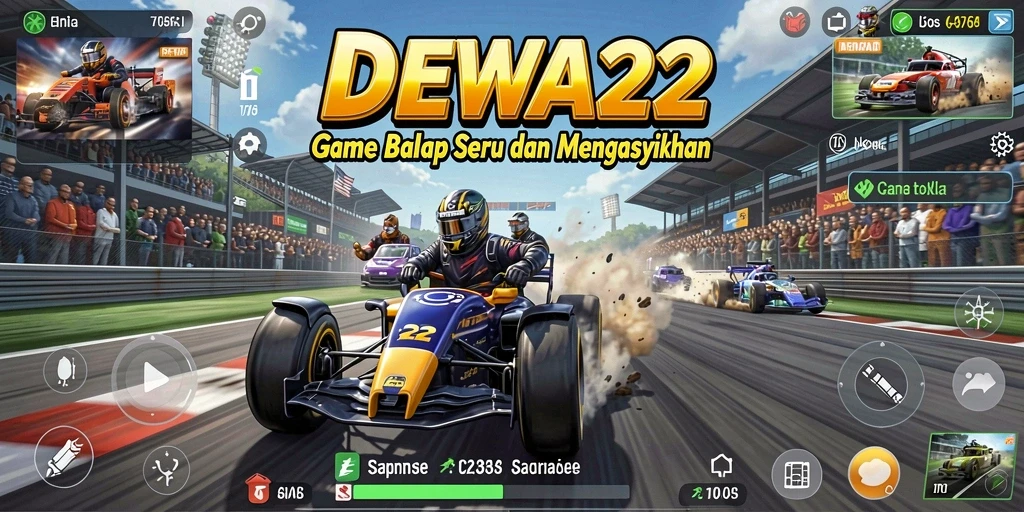 Tangkapan layar menunjukkan aksi balap mendebarkan dalam DEWA22.