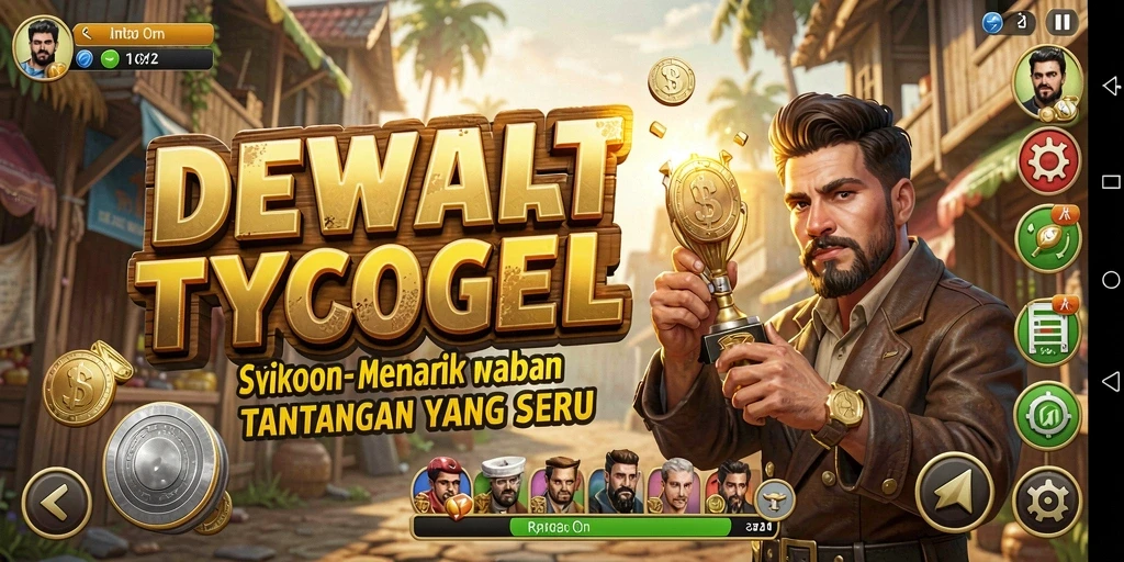 Screenshot gameplay DEWATOGEL menampilkan aktivitas membangun bisnis Tycoon.