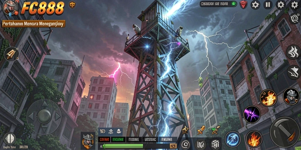 Screenshot menunjukkan aksi mendebarkan dari gameplay Tower Defense.