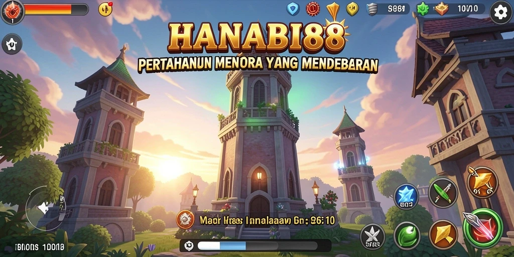 Tampilan mendebarkan aksi Tower Defense di HANABI88 dengan menara yang strategis.
