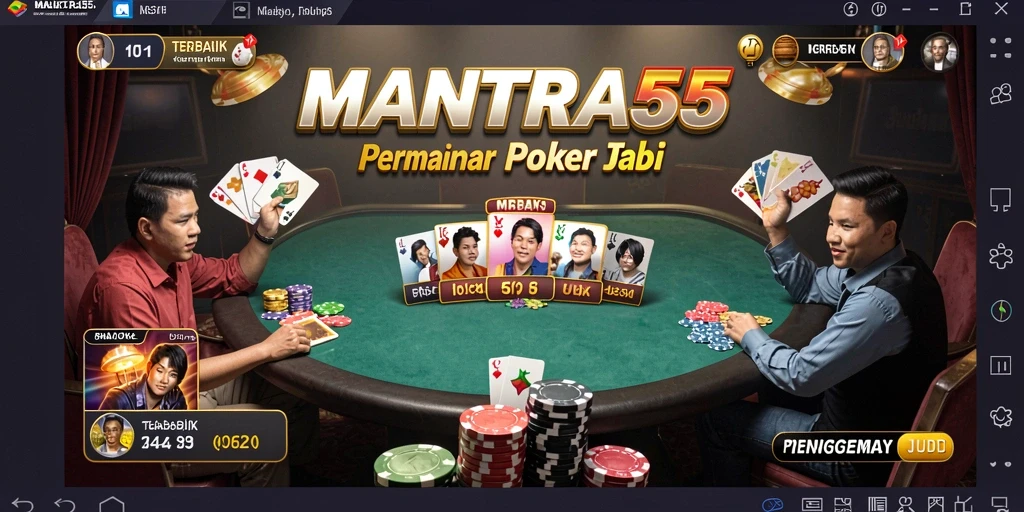 Tampilan antarmuka permainan Poker yang menarik dan interaktif.