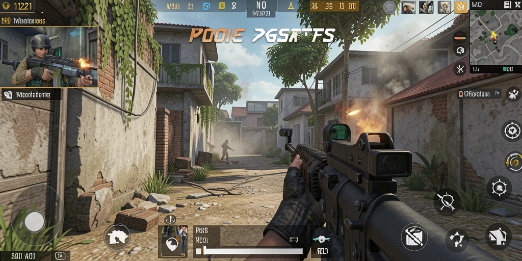 Tampilan gameplay seru dalam MPO1221 dengan pertempuran FPS yang mendebarkan.