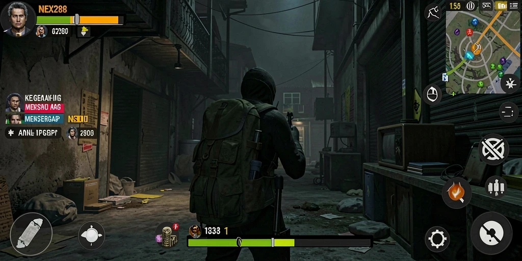 Screenshot gameplay NEX288 menampilkan suasana menyeramkan yang mencekam.