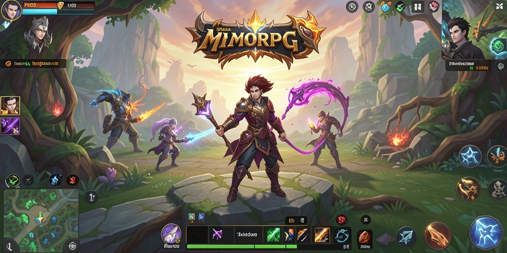 Screenshot gameplay PRG007 menampilkan pertarungan epik di dunia MMORPG.