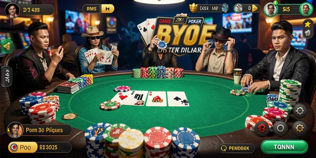 Screenshot utama RK55 menampilkan aksi seru permainan Poker.