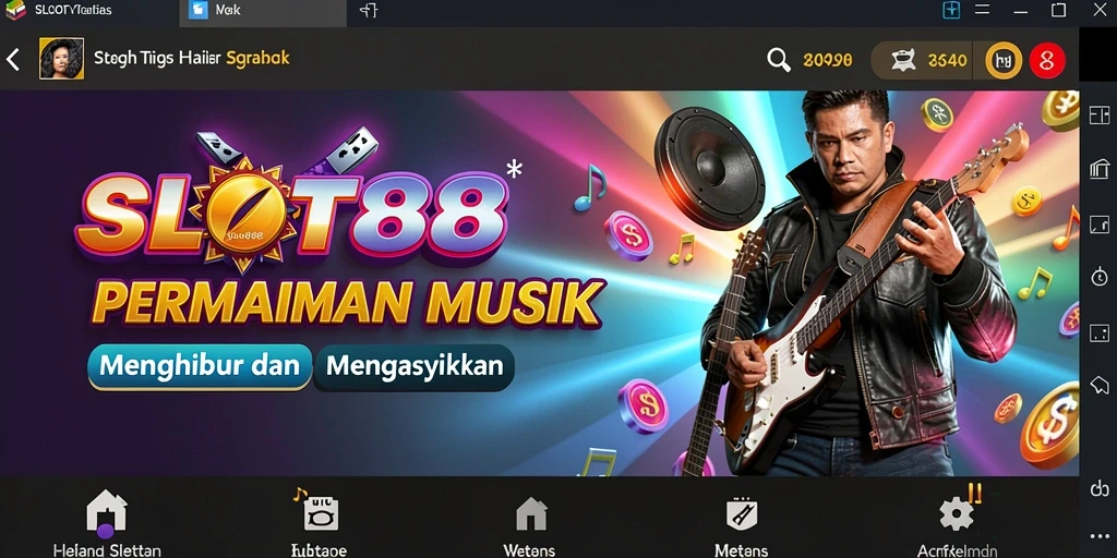 Tampilan gameplay <strong>SLOT88</strong> yang menawan dengan elemen musik interaktif.