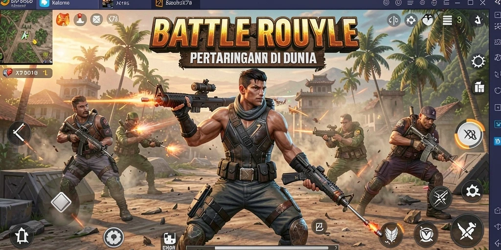 Gameplay mendebarkan dalam arena Battle Royale yang penuh aksi.